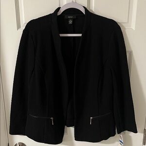Alfani Textured Open Blazer zippered pockets Black stretch  size XL NEW